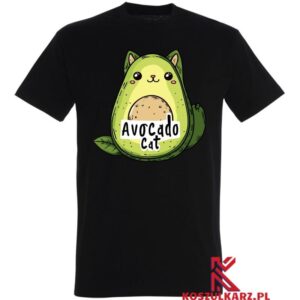 Koszulka z nadrukiem Avocado Cat – koci humor w modnym stylu