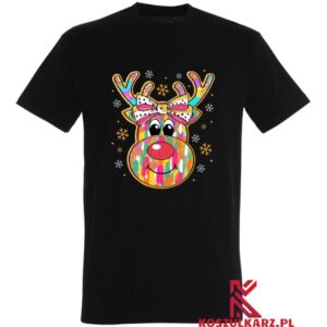 Renifer Rudolf w kolorach dziecięcej radości – świąteczna koszulka