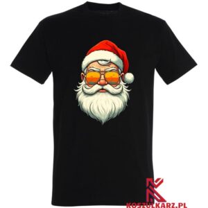 Święty Mikołaj w Stylowych Okularach – Koszulka Świąteczna