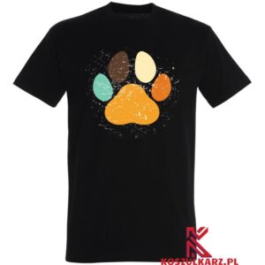 Koszulka z nadrukiem Retro Odbicie Psiej Łapy, Wyraz Miłości do Czworonogów