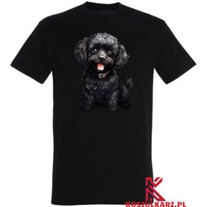 Koszulka z nadrukiem psa Pudel Miniaturowy Czarny